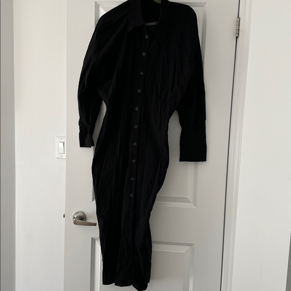 ZARA Black Button-Up Midi Dress